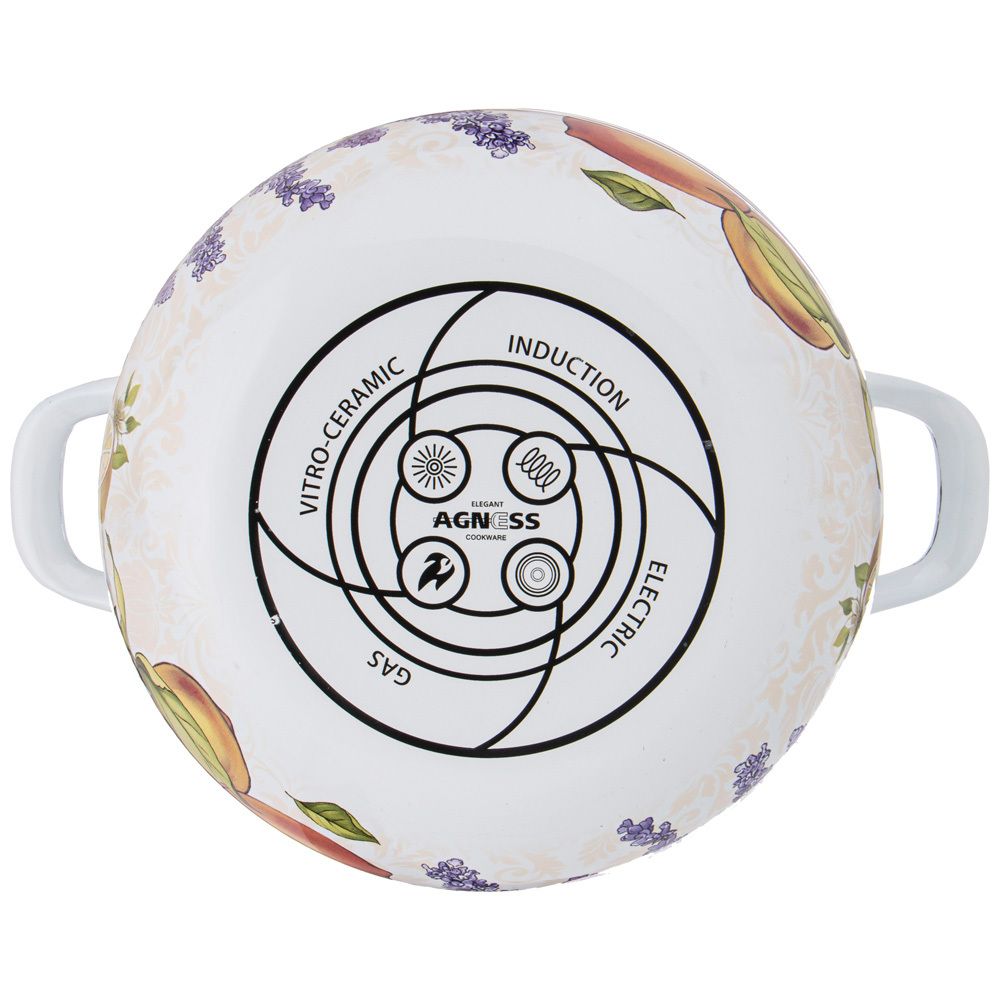 КАСТРЮЛЯ AGNESS ЭМАЛИРОВАННАЯ С ЭМАЛ.КРЫШКОЙ СЕРИЯ "ПРОВАНС ЛИМОНЫ" 3.6 Л, 22*13 СМ