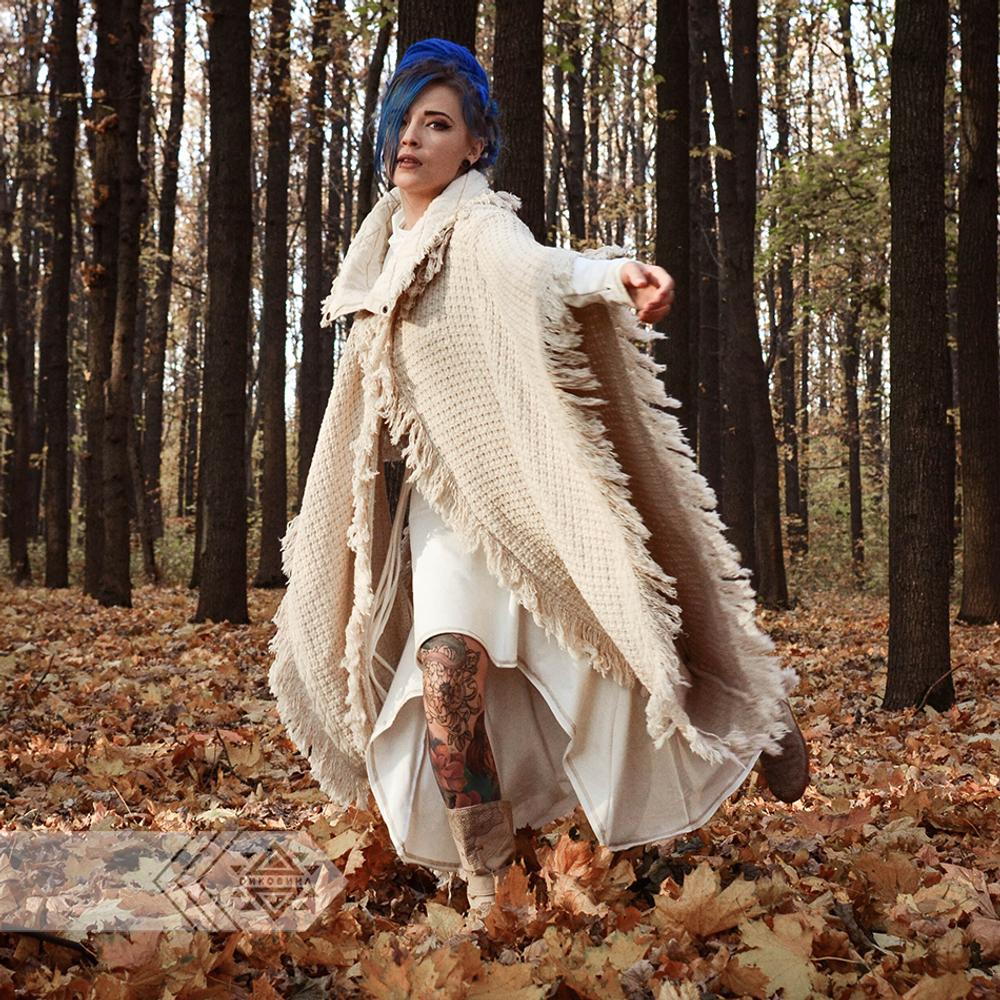 Burning Man пальто-пончо (серо-бежевое)