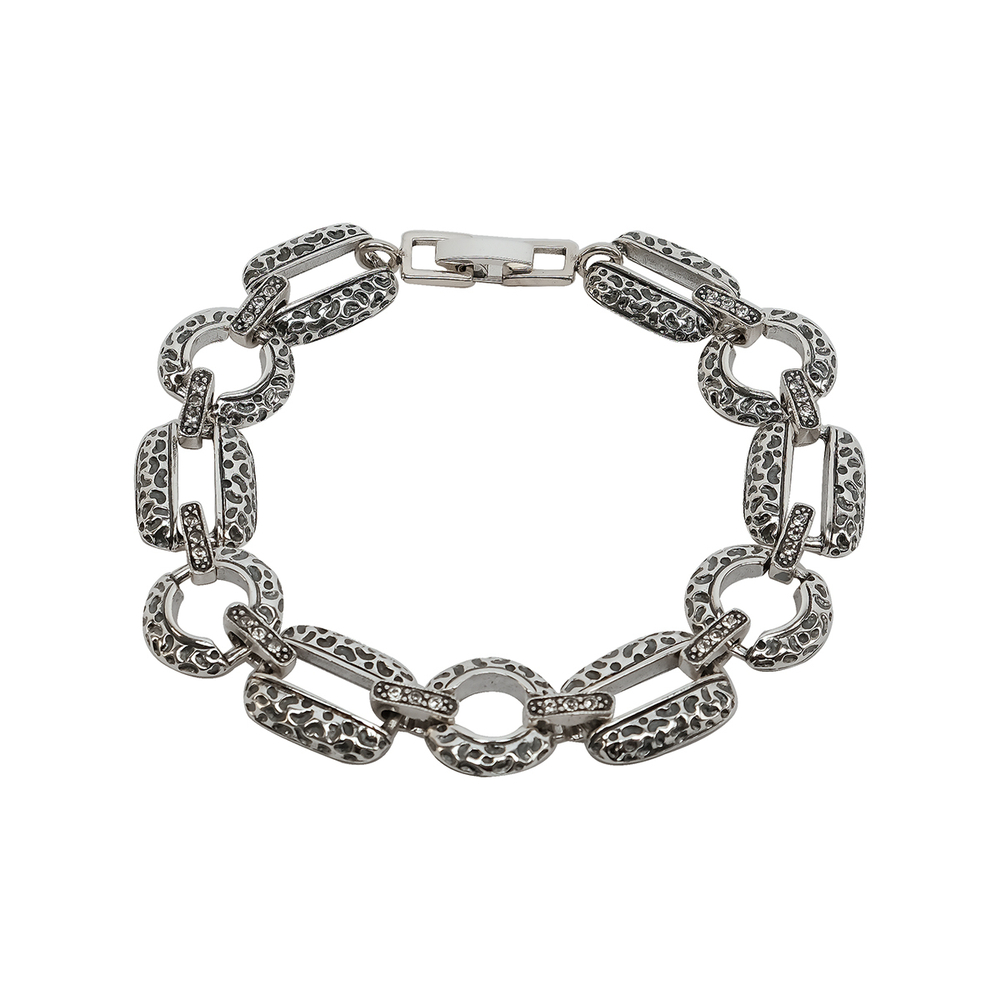 "Ортан"  браслет в серебряном покрытии из коллекции "Дикие кошки" от Jenavi с замком карабин