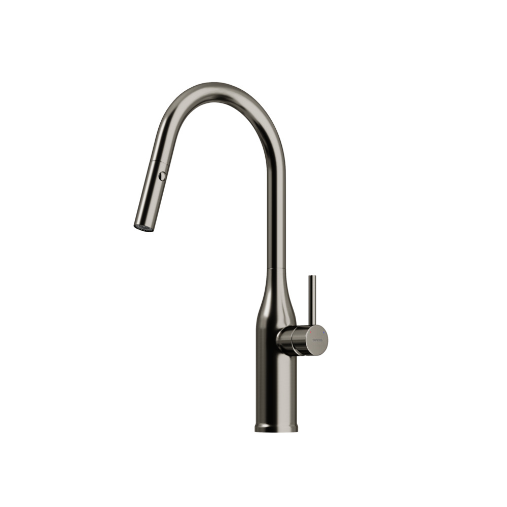 Смеситель для кухни Sancos Grand с вытяжным изливом, цвет вороненая сталь, арт. SC4002GG