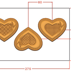 858-у | Форма для шоколадных изделий "Сердца с узором" (275*175 мм)