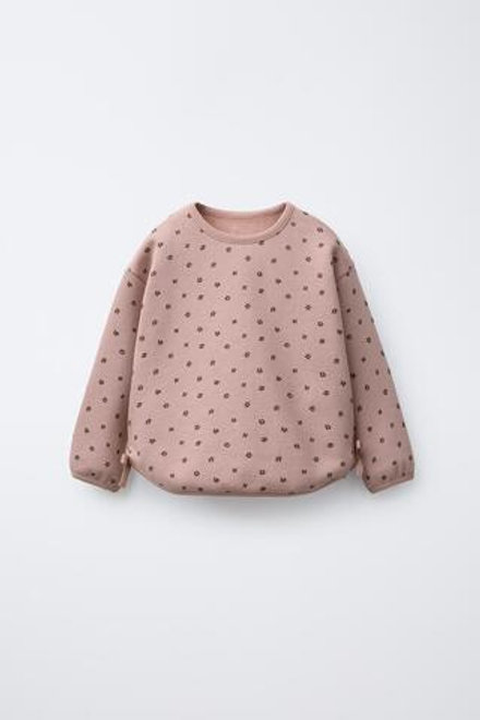 ZARA ТОЛСТОВКА С ПРИНТОМ "ГОРОШЕК", ПАСТЕЛЬНО-РОЗОВЫЙ