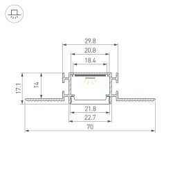 Профиль FANTOM-W23-2000 ANOD (Arlight, Алюминий) 040330