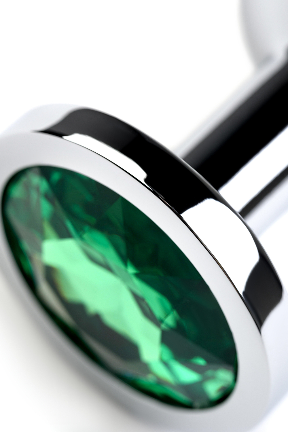 Анальная втулка с кристаллом Medium изумруд 8 см