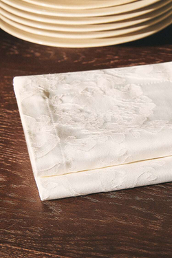 ZARA HOME УПАКОВКА ХЛОПЧАТОБУМАЖНЫХ САТИНОВЫХ ЖАККАРДОВЫХ САЛФЕТОК (УПАКОВКА ИЗ 2 ШТУК), БЕЛЫЙ