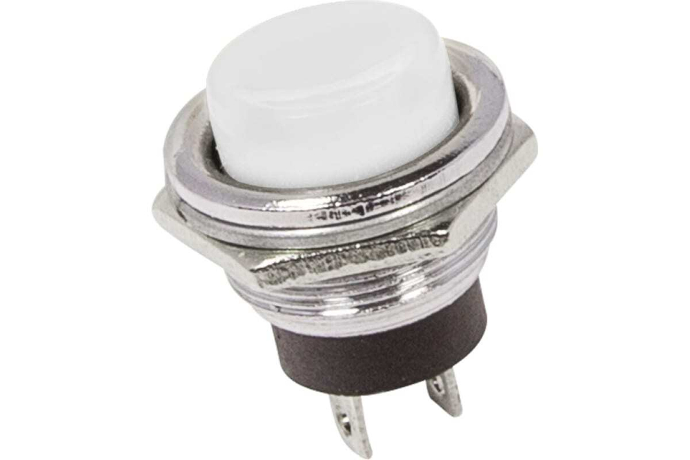 Выключатель-кнопка REXANT металл, 250v, 2а, (2с), off-(on), диаметр 16.2, белая, (rwd-306) 10 штук 36-3355