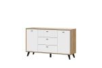 Комод для одежды с ящиками и полками Дуб Золотой/Белый матовый 130х40х76