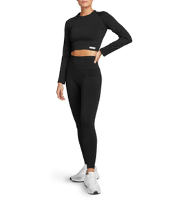 Женская теннисная футболка (dł. Рукава) Björn Borg Stockholm Seamless Crop Top W - черный