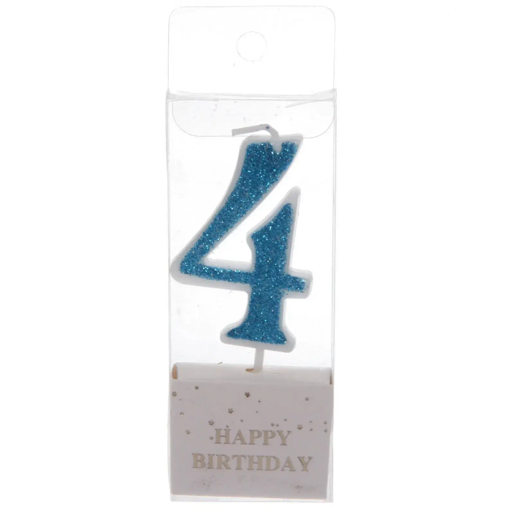 Свеча для торта Цифра Иллюзия «4» 9.5 см, голубой