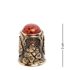 AM-2995 Наперсток «Белочка с орешками» (латунь, янтарь)