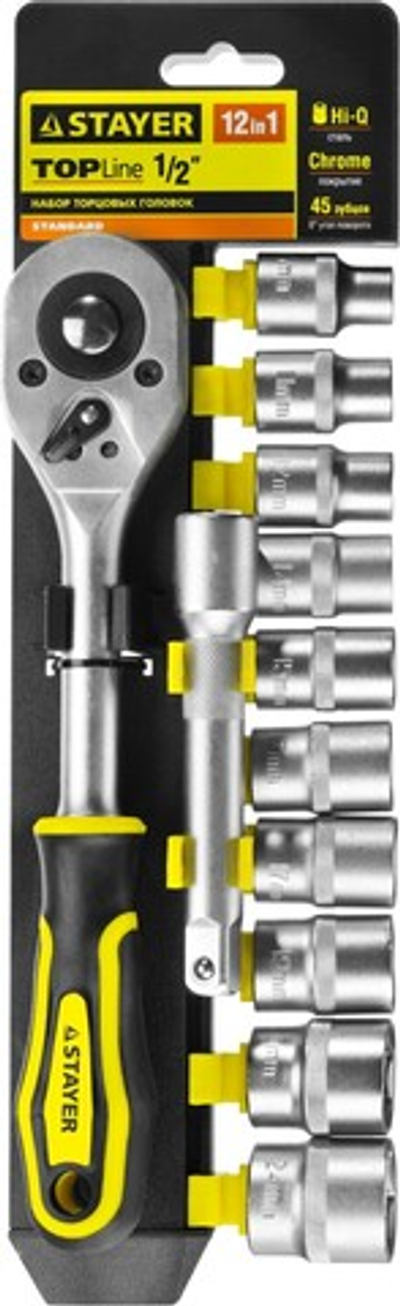 STAYER RSS 12L, 12 предм., (1/2″), набор торцовых головок (27750-H12)