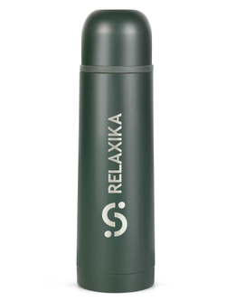 Термос Relaxika 101 (0,5 литра), хаки (стикерпак "Кемпинг")