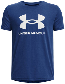 Детская теннисная футболка Under Armour Sportstyle Logo Short Sleeve - blue mirage/white