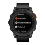 Спортивные часы Garmin fenix 7 Pro Solar Edition, 47 мм, чёрный силиконовый ремешок Сланцево-серый безель из нержавеющей стали, дисплей Solar со стеклом Power Glass. Ремешок с классической застёжкой — на запястье обхватом 125–208 мм