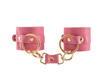 Наручники Pecado BDSM, прямоугольные, однослойные, натуральная кожа, розовый