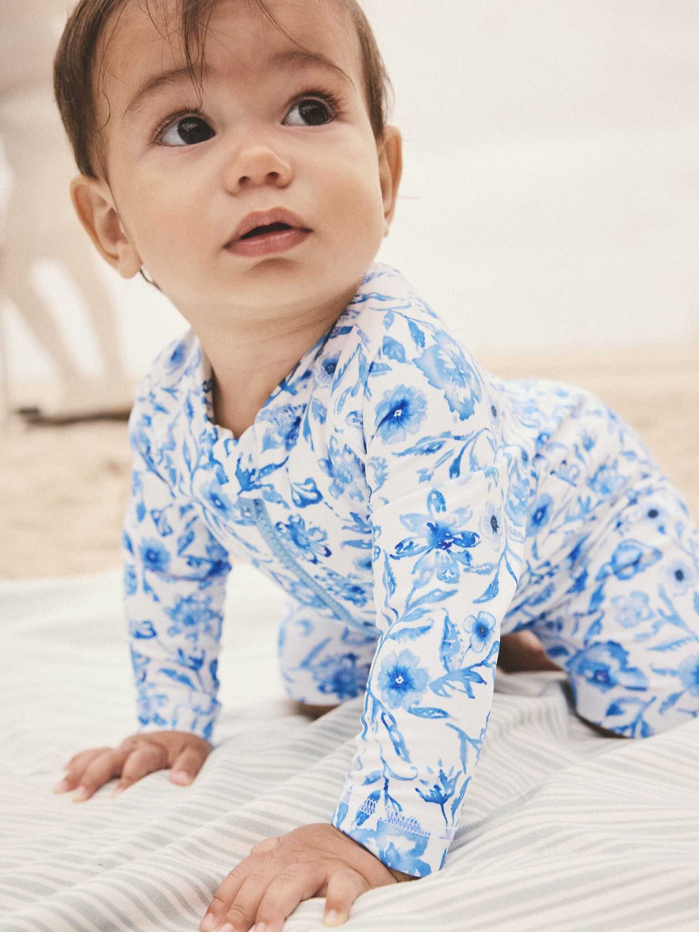 Купальник слитный на молнии для девочки Next E77-689, Голубой