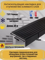 Накладка на ступеньки угловая 44ммх19мм, резина, черный, 25м