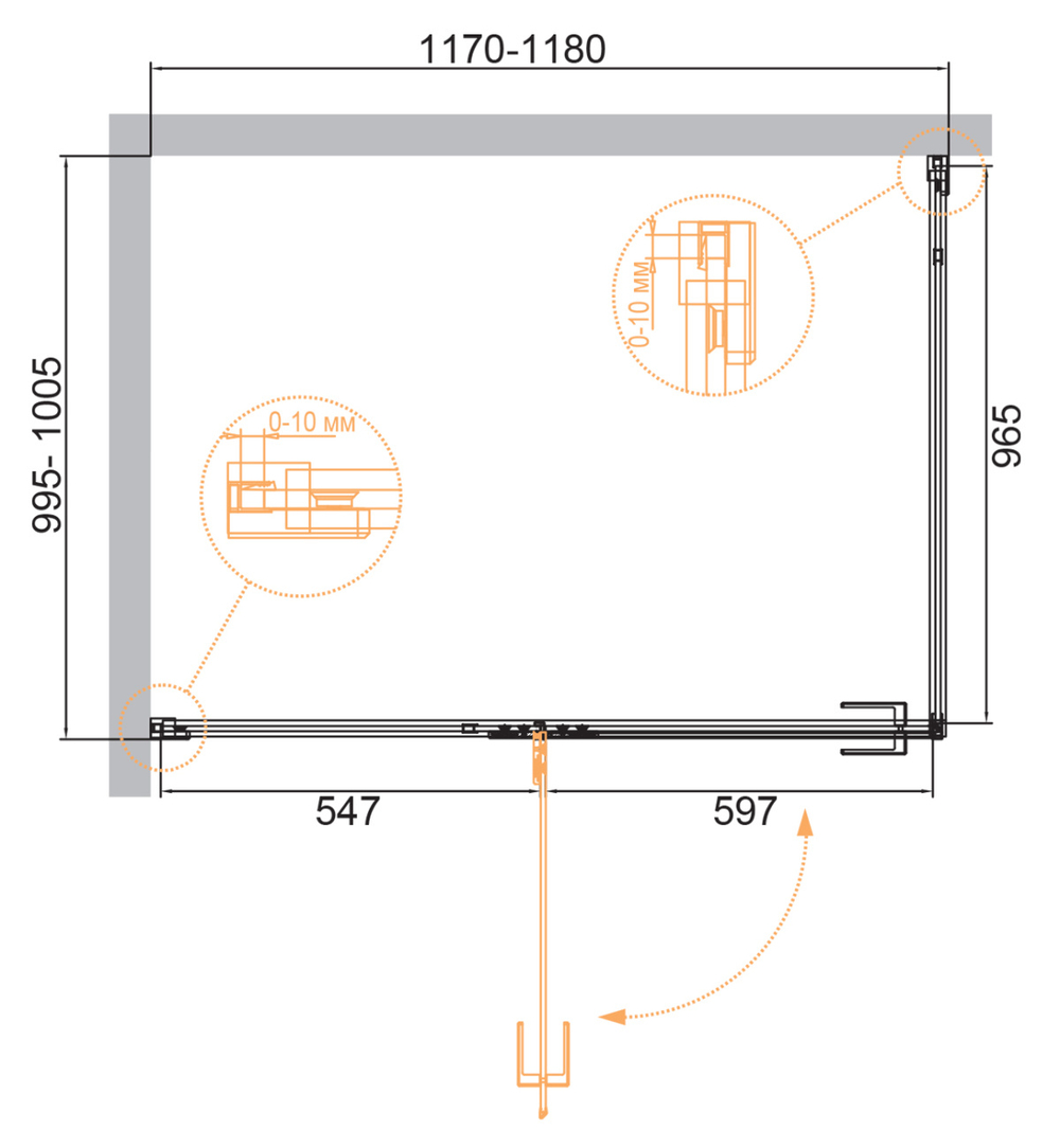 Душевой уголок Cezares BELLAGIO-AH-1-120/100-C-BORO, 120х100х197, профиль черный, прозрачное стекло