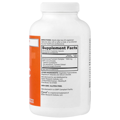 Qunol, Куркума, комплекс с куркумином, 120 вегетарианских капсул (500 мг в 1 капсуле)