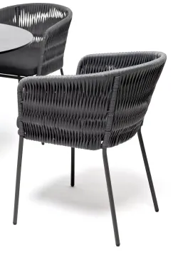 "Диего" обеденная группа на 4 персоны со стульями "Бордо" плетения колос, столешница "серый гранит"