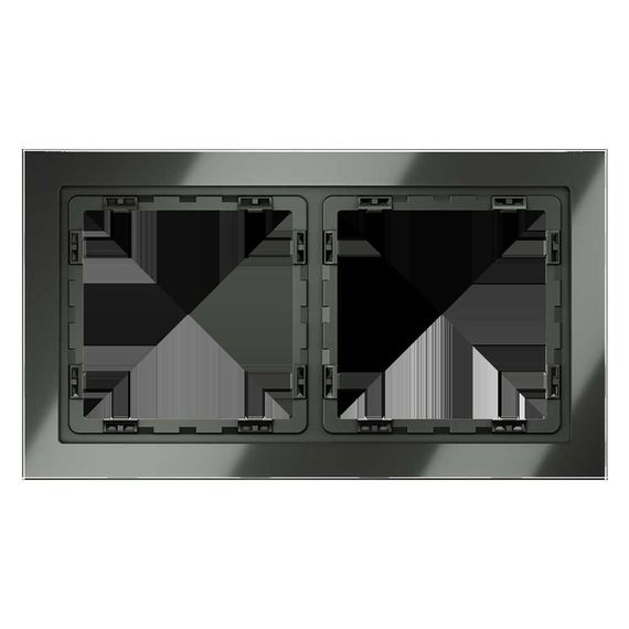 Рамка стеклянная Voltum S70 на 2 поста, (титан, стекло) VLS110206