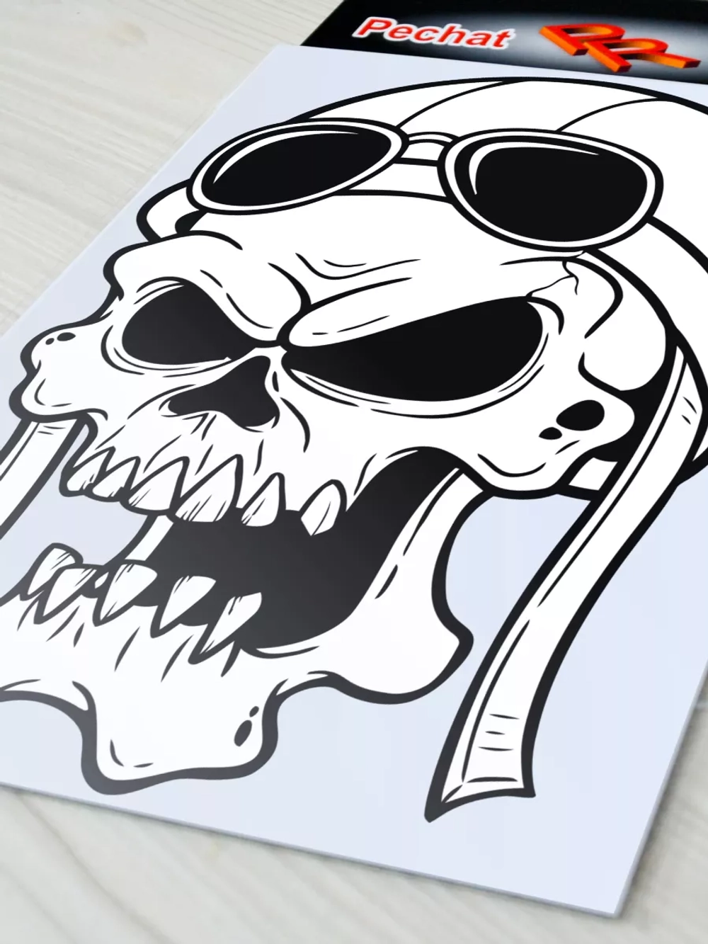 Наклейка - Череп летчик