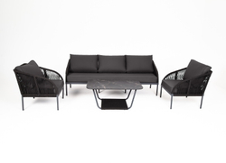 "Канны" лаунж-зона 5-местная плетеная из роупа (веревки), цвет темно-серый