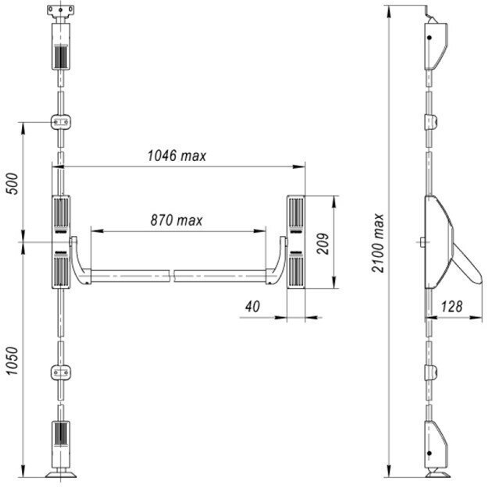 Ручка-штанга Fuaro 1700С с тягами в комплекте