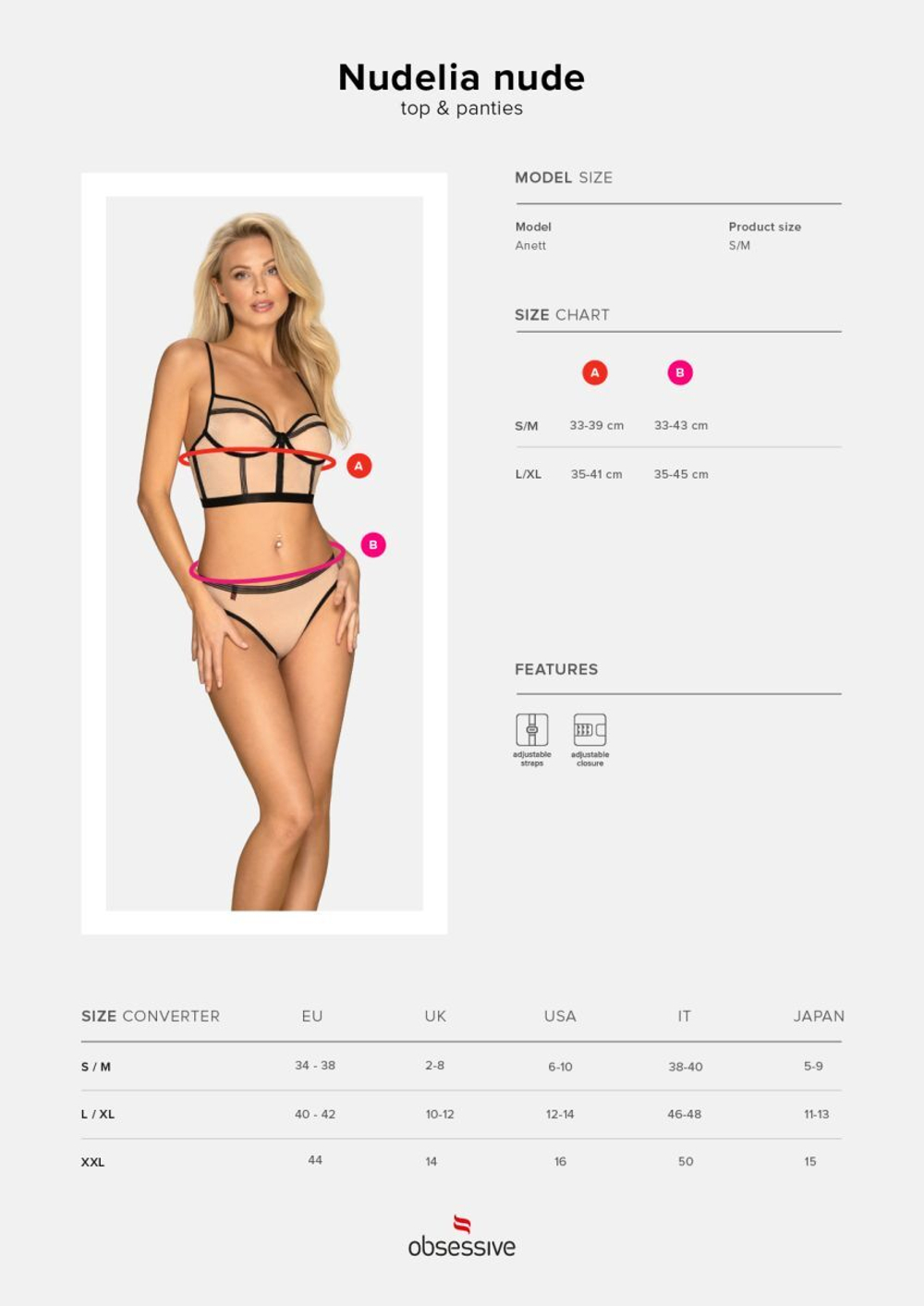 Стильный комплект нижнего белья Nudelia (Размер: L-XL) (Цвет: телесный с розовым)