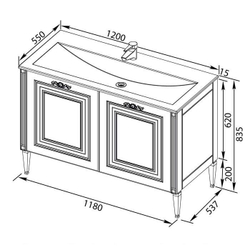 Тумба с раковиной Aquanet Паола 120 белый/серебро (литьевой мрамор)