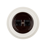 Розетка RJ45 информационная двойная, керамика, цвет коричневый B1-302-02