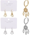 Серьги из гиппоалергенного металла со стразами «ПАЛУМНА», ловец снов, цвет золото и серебро, 3,5см