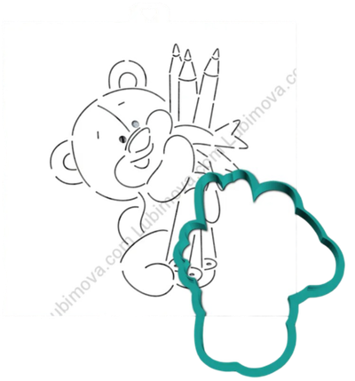 Трафарет+форма «Мишка с карандашами 2» ZTF (Трафарет+форма)