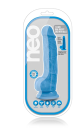 Голубой реалистичный фаллоимитатор на присоске NEO 7.5INCH DUAL DENSITY COCK W. BALLS - 19 см. (Цвет: голубой)