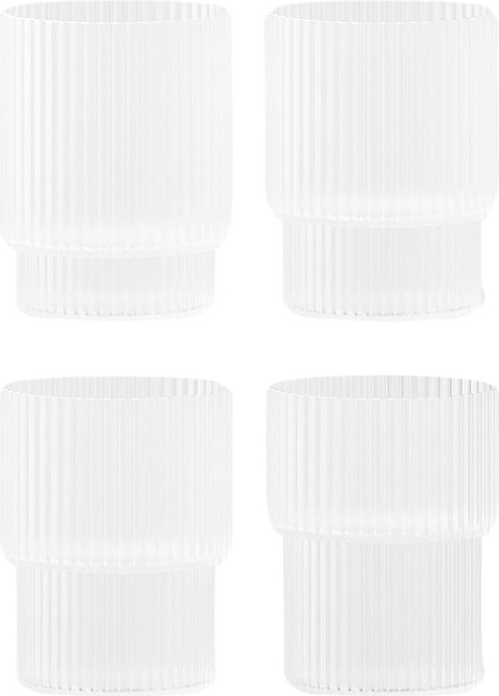 Набор 4 стакана Ferm Living, Ripple male, 4 шт., стекло, белый