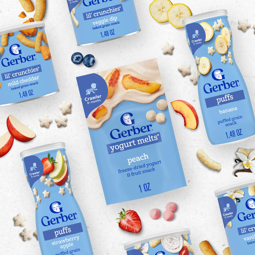 Gerber, Yogurt Melts®, для детей от 8 месяцев, с персиковым вкусом, 28 г (1 унция)