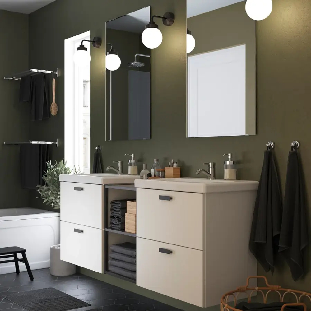 Комбинация для ванной - IKEA ENHET, 164х43х65 см, белый/антрацит, ЭНХЕТ ИКЕА