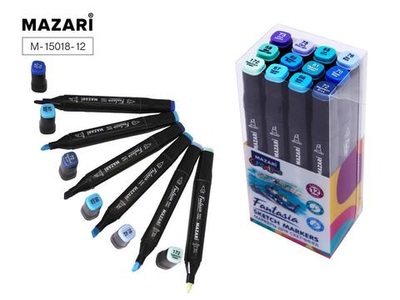 Набор скетчмаркеров двусторон. 12цв. 3.0-6.2мм. "Fantasia" Marine blue colors (морские цвета), пулев