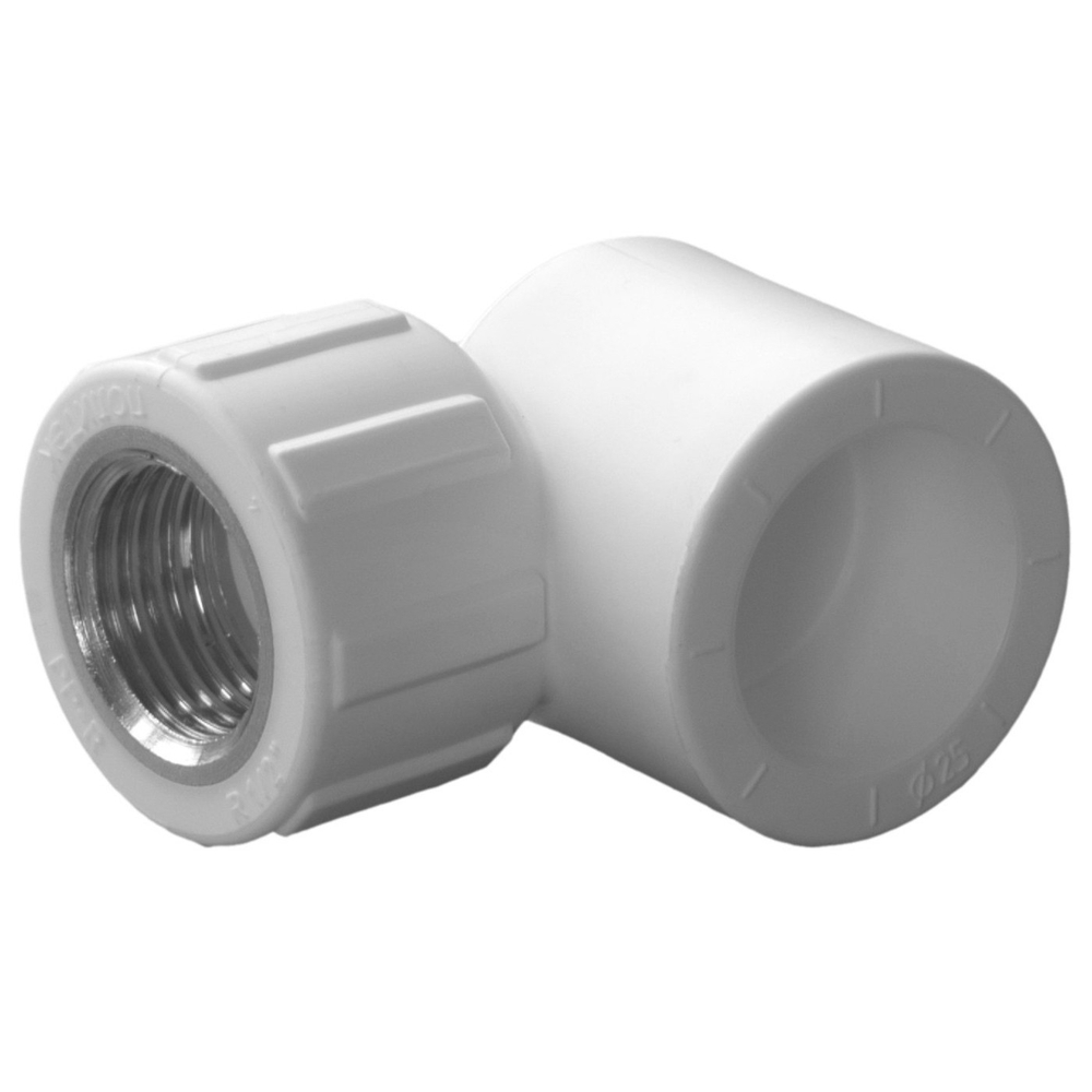 Угольник комбинированный ППР PPRC ВР 25х3/4" Политэк ВН резьба, белый (уп. 40 шт)