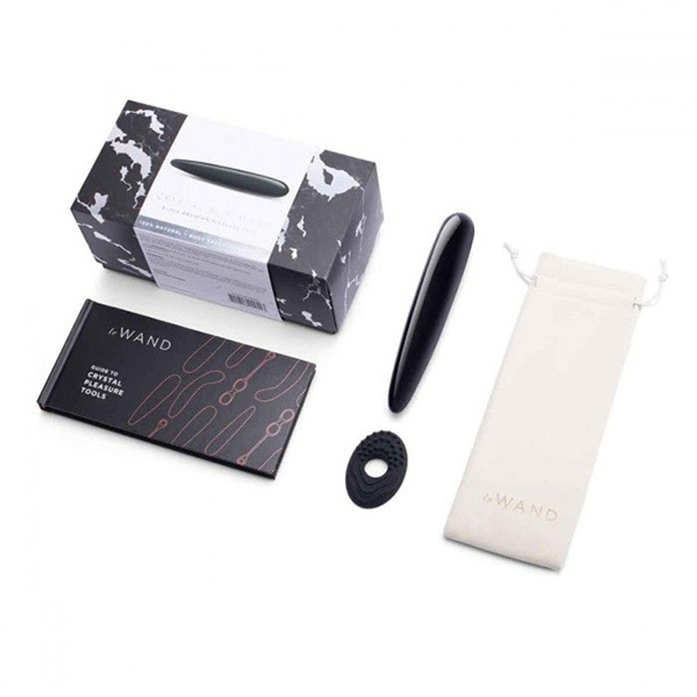 Массажер 17,7см из черного обсидиана Le Wand Crystal Slim Wand LW-033-BO