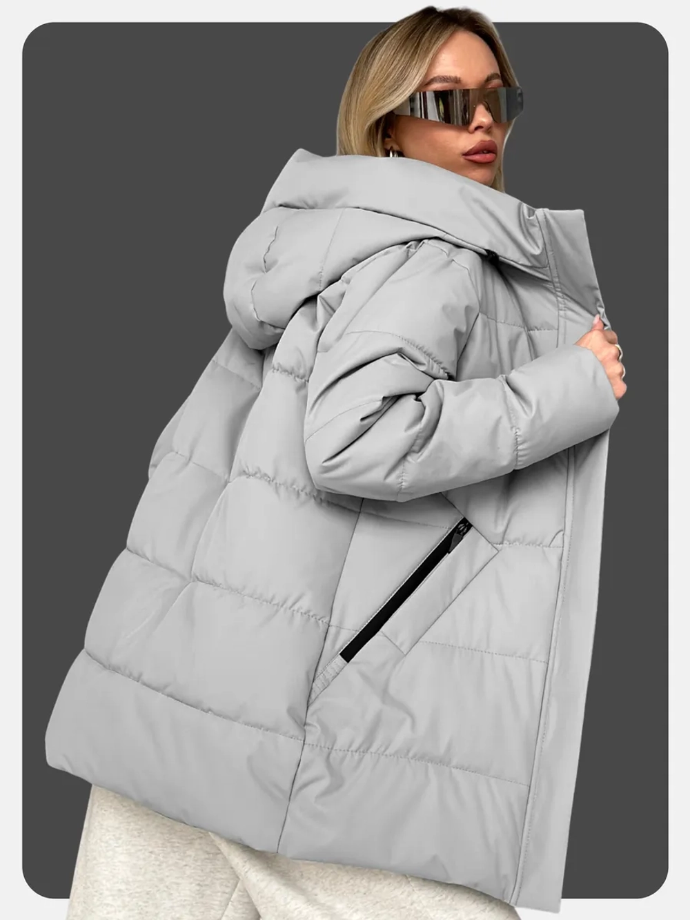 Куртка осенняя с капюшоном удлиненная