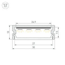 Профиль LINE-3010-2000 ANOD (Arlight, Алюминий) 061543