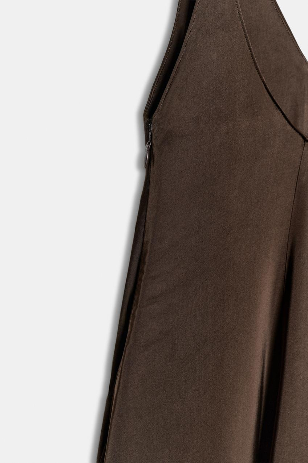 ZARA АСИММЕТРИЧНОЕ ПЛАТЬЕ С ВОЛАНАМИ — ZW COLLECTION, КОРИЧНЕВЫЙ