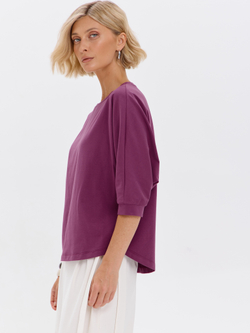 Свободная футболка летучая мышь с рукавом 3/4