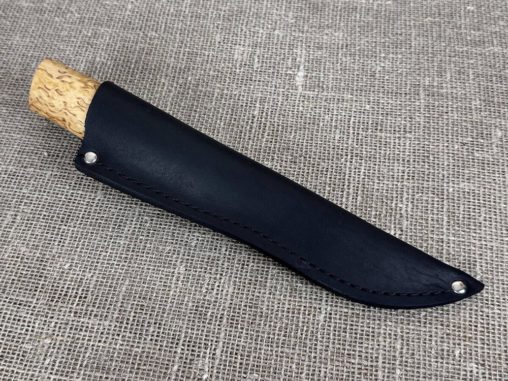 Шкуросъемный нож "Якут", Дамасская сталь, рукоять карельская берёза