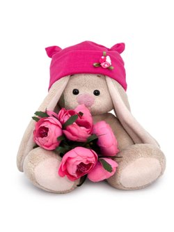 Мягкая игрушка Зайка Ми с букетом 15 см