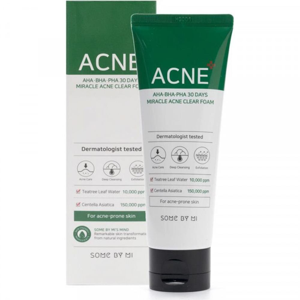 Очищающая пенка для проблемной кожи SOME BY MI AHA-BHA-PHA 30 DAYS Miracle Acne Clear Foam 100 мл.