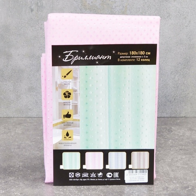 Штора для ванной AQUADOMER BRILLIANT 180*180см (12 колец), цвет розовый