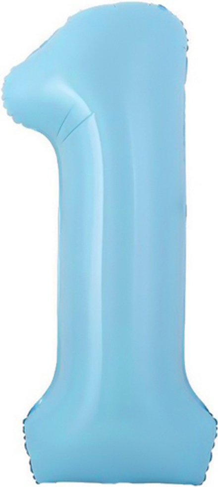 Шар с клапаном (16''/41 см) Мини-цифра, 1, Голубой, 1 шт.