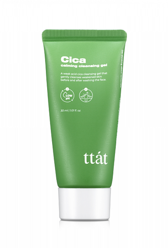 TTAT Cica Calming Cleansing Gel успокаивающий гель для умывания с экстрактом чайного дерева мини
